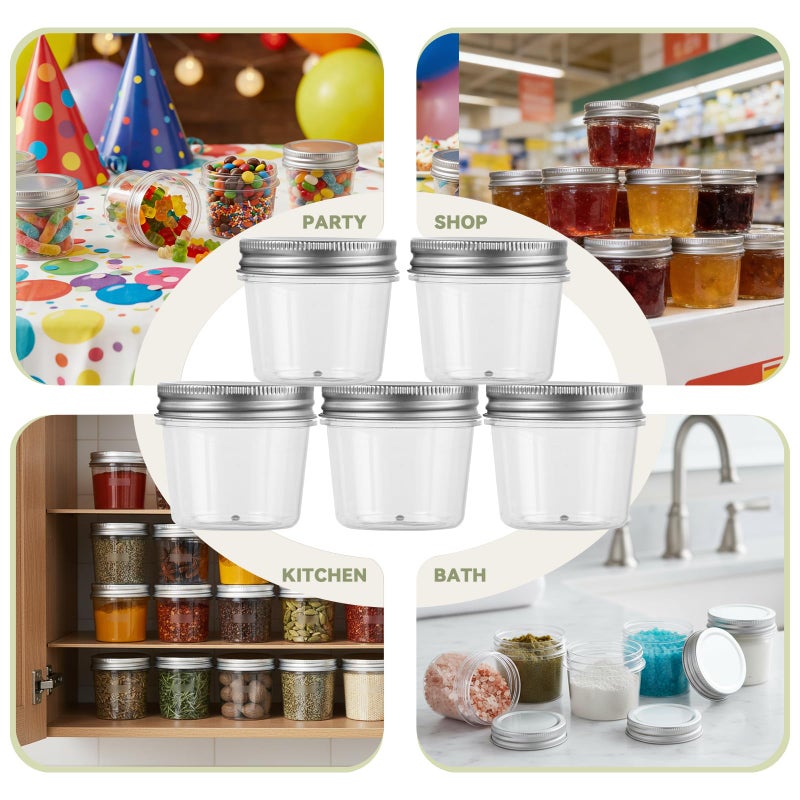 novelinks 4 oz Clear Plastic Jars with Screw-On Lids â€“ Reusable Round Containers for Slime, Food, Spices, Crafts & Kitchen Organization â€“ BPA-Free Storage Jars, 20 Pack - Image 3